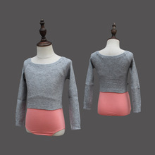 批发儿童舞蹈练功毛衣少儿秋冬长袖针织毛衫体服披肩女童灰色外搭