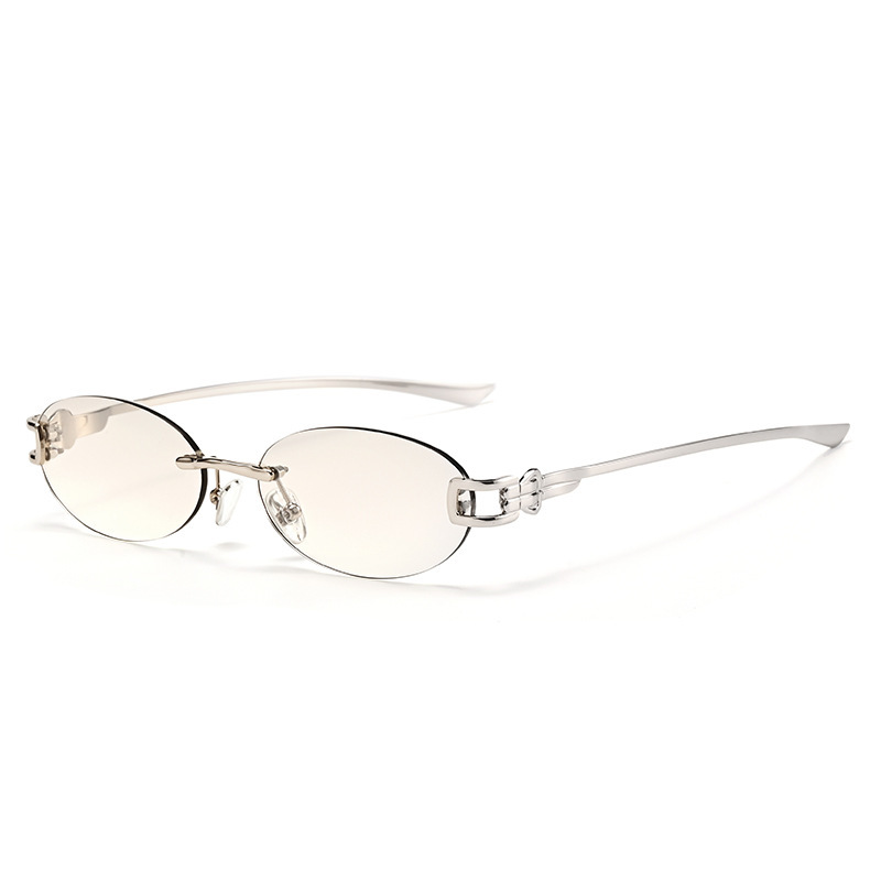 Gm's New Musubi Frameless Women's Glasses, Same Style as Jackson Wang, with a High-End Metallic Feel, Knot Design, Cat-Eye Oval Glasses