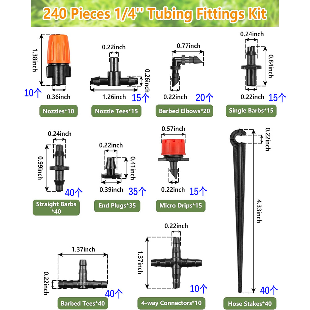 20 juegos de atomización de rociadores automáticos de patio, rociadores de riego ajustables, riego automático, sistema de riego por goteo