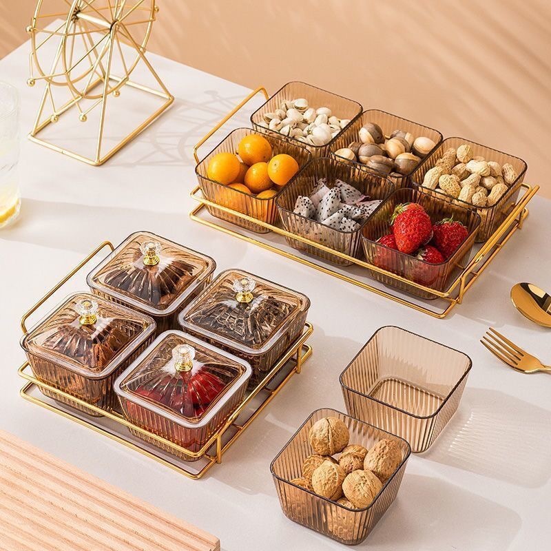2025 nuevo plato de frutas secas caja de almacenamiento de dulces de sala de estar doméstica plato de frutas de lujo plato de bocadillos de mesa