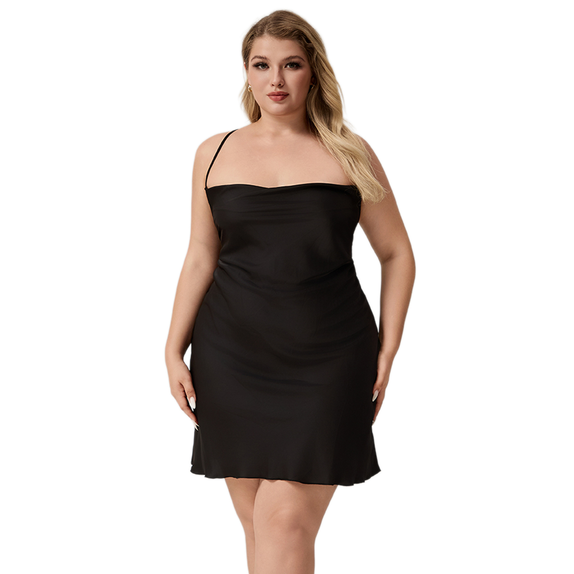 Yaoting pijamas de seda de hielo de tamaño grande simple y sexy vestido corto para el hogar de mujeres SQ7009