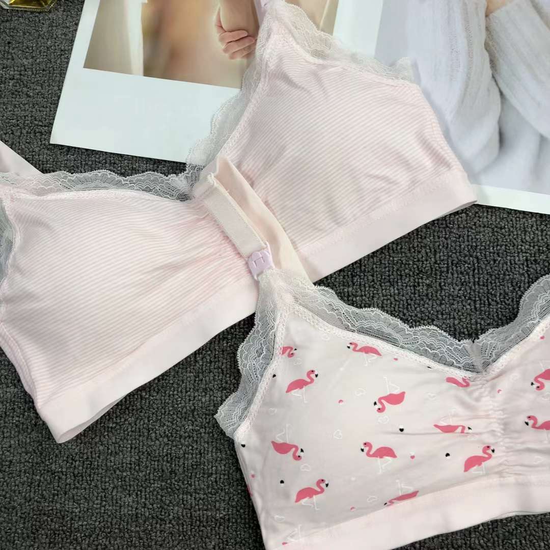 La hebilla delantera de las mujeres embarazadas sujetador de enfermería sin costuras de enfermería empuja hacia arriba anti-flacidez sujetador de taza grande ropa interior de enfermería taza delgada