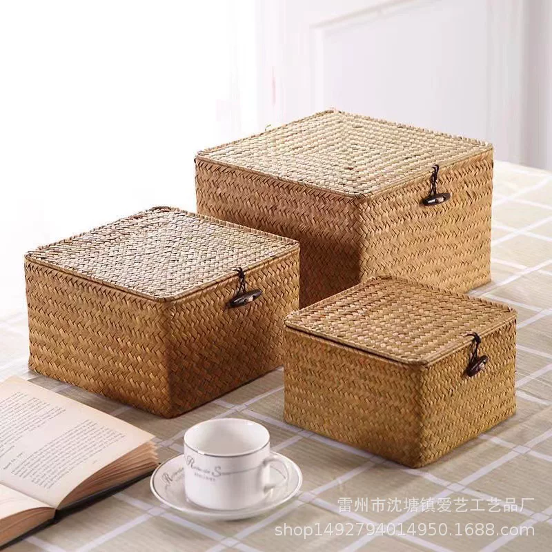 Плетная straw корзина для хранения, система настольного хранения