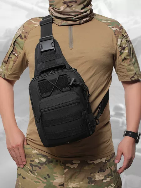 Outdoor Sports Men's Chest Bag Can Be Worn Diagonally, Multifunctional Hand-Held Crossbody Bag, Tactical Chest Bag, Wear-Resistant, Cross-Border Outdoor