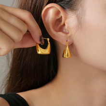 气质轻奢感法式耳环女时尚光面包包耳饰钛钢18K Gold Plated PVD