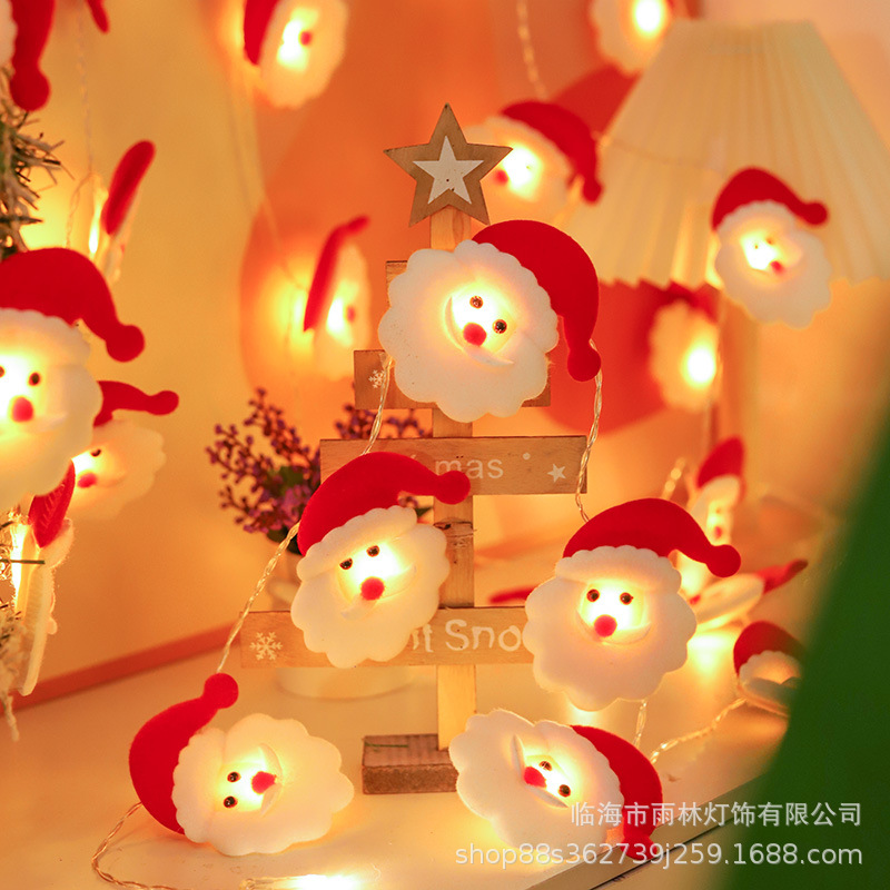 LED muñeco de nieve marioneta de peluche Cadena de luz Santa Claus alces Navidad vacaciones luces decorativas atmósfera diseño pequeñas luces de colores