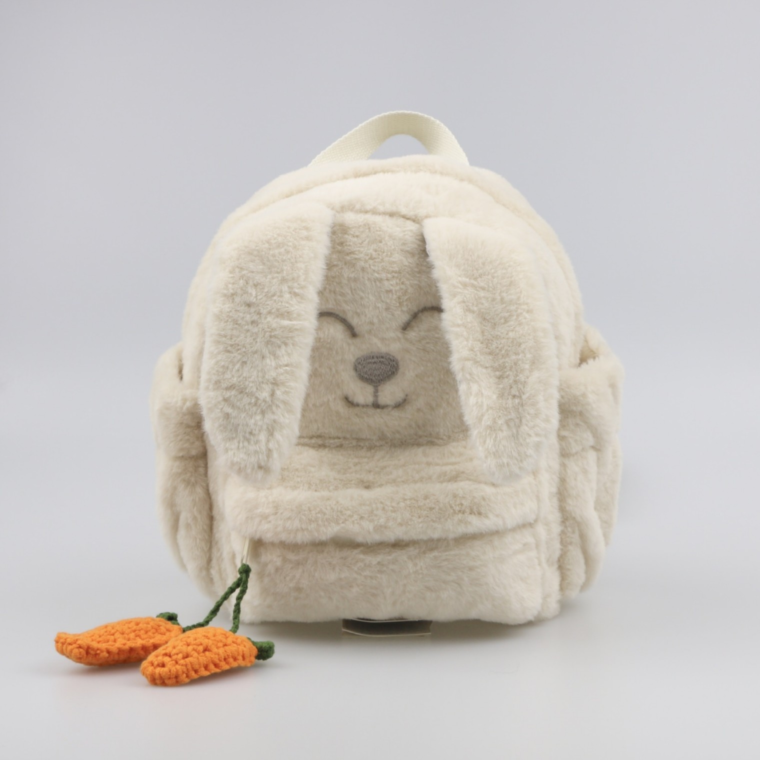 23 winter New creamy-white plush cute carrot ornaments ear rabbit women's or children's backpack
