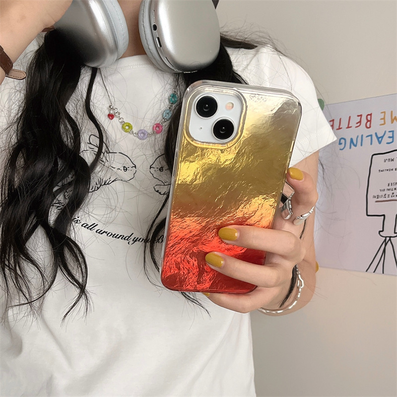 Patrón de papel de aluminio degradado simple para iPhone16/15ProMax funda para teléfono móvil pareja 13 Apple 14Pro
