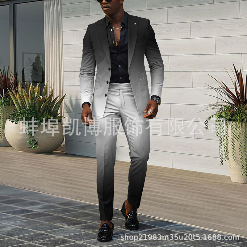 2023 Spring and Autumn New British Style Casual Gradient Suit Men's Trendy New Pants Suit Men 2023 Spring and Autumn New British Style Casual Gradient Suit Men's Trendy New Pants Suit Men