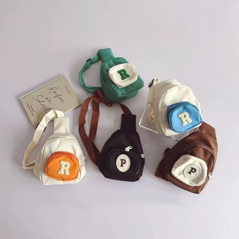 Korean children's waist bag, personalized and stylish, multi-pocket, trendy letter print, hip-hop style shoulder bag, chest bag