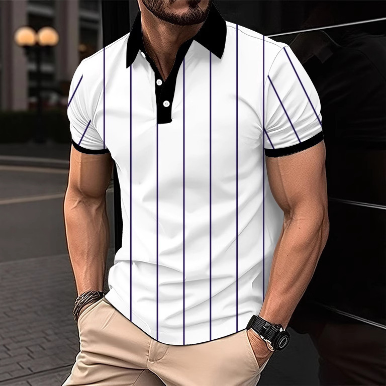 European and American Cross-Border 2025 Summer Quick-Selling Amazon 3Dpolo Shirt Men's Short-Sleeved Sports Fashion Polo Shirt