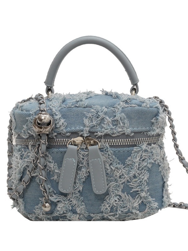 Jeans retro coreano bolso de mano para mujeres 2024 nueva moda moda cadenas de borda de hombro bolso de hombro