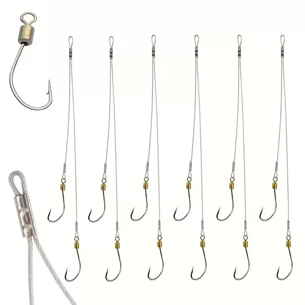 Stainless Steel Wire Double Hook Fishing Rig with Ring, Anti-Bite Steel Wire, Anti-Tangle Hook, Various Models