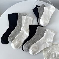黑白灰長襪子男女四季中筒襪ins潮經典純色棉質日系夏季薄款短襪