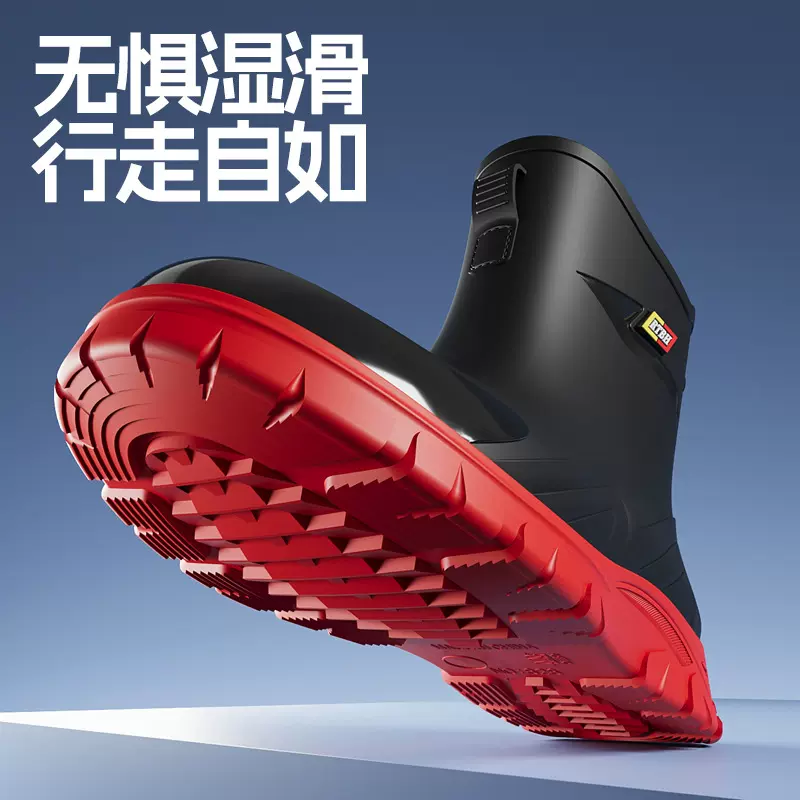 2025新款时尚跨境男士中筒加厚保暖防滑防水雨鞋纯色水鞋厂家直销