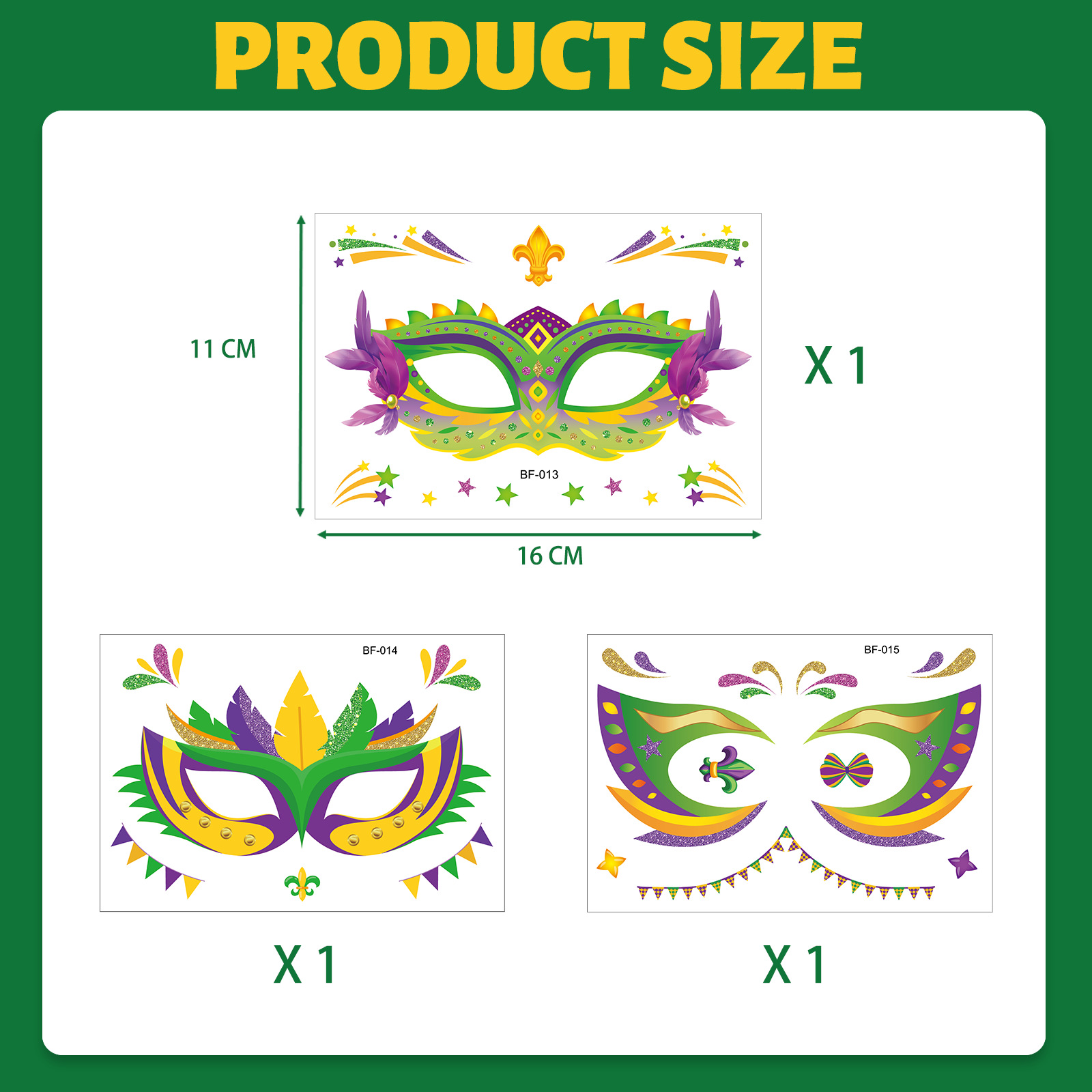 Tatuajes Temporales Faciales para Carnaval Papel de Transferencia de Agua para Fiesta de Disfraces