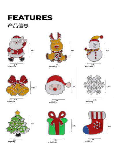 Manufacturer wholesale Christmas gift brooches Christmas snowflakes elk garland bells cross-border Christmas tree dripping ornaments