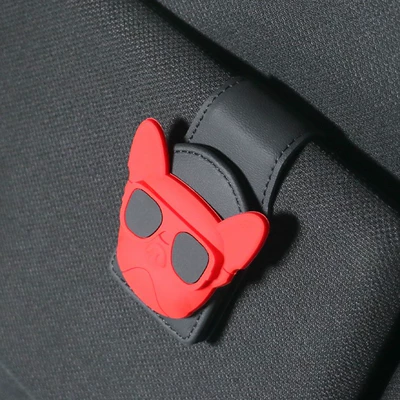 Car Glasses Clip, Car Sun Visor Storage Clip, Glasses Holder, Personalized In-Car Hanging Sunglasses Clip, Card Clip (Car Glasses Clip/Bill Clip) - red-sunglasses-dog-black-u-shaped-eyeglass-clip
