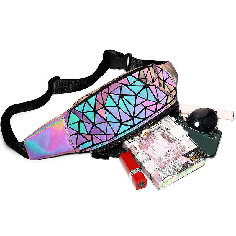 Bolsa de pecho de estilo deportivo 2021 verano Nueva bolsa de cintura luminosa mujer ins Moda geométrica rombo bolsa de mensajero