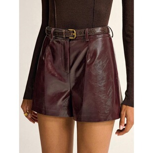 U 89898 PU Leather High Waist Shorts ������ѝ �羳�W��