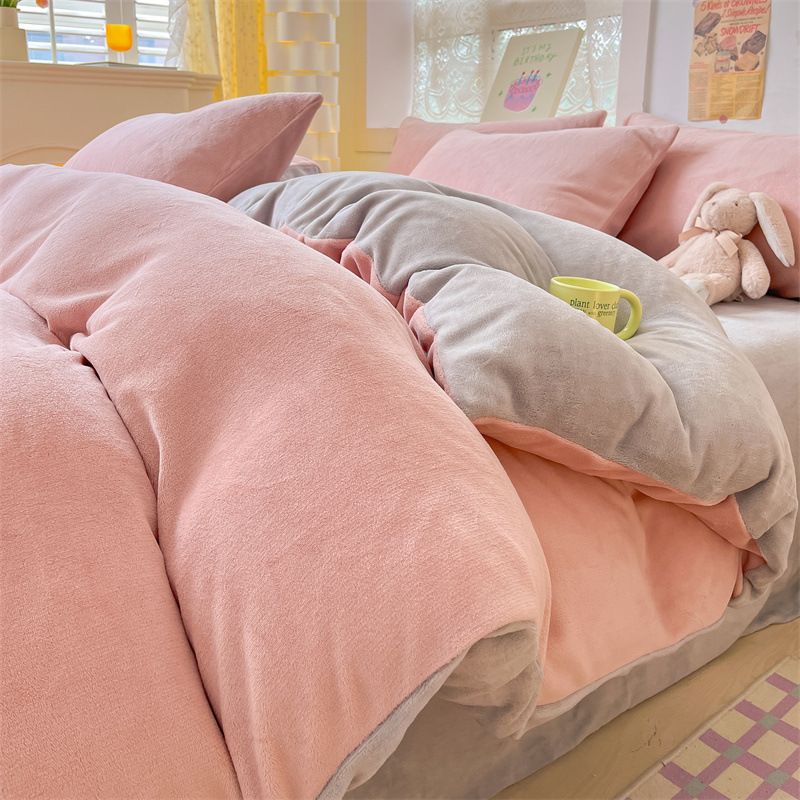 2025 nuevo edredón de seda de leche de una sola pieza de invierno cálido coral 150x200x230 edredón