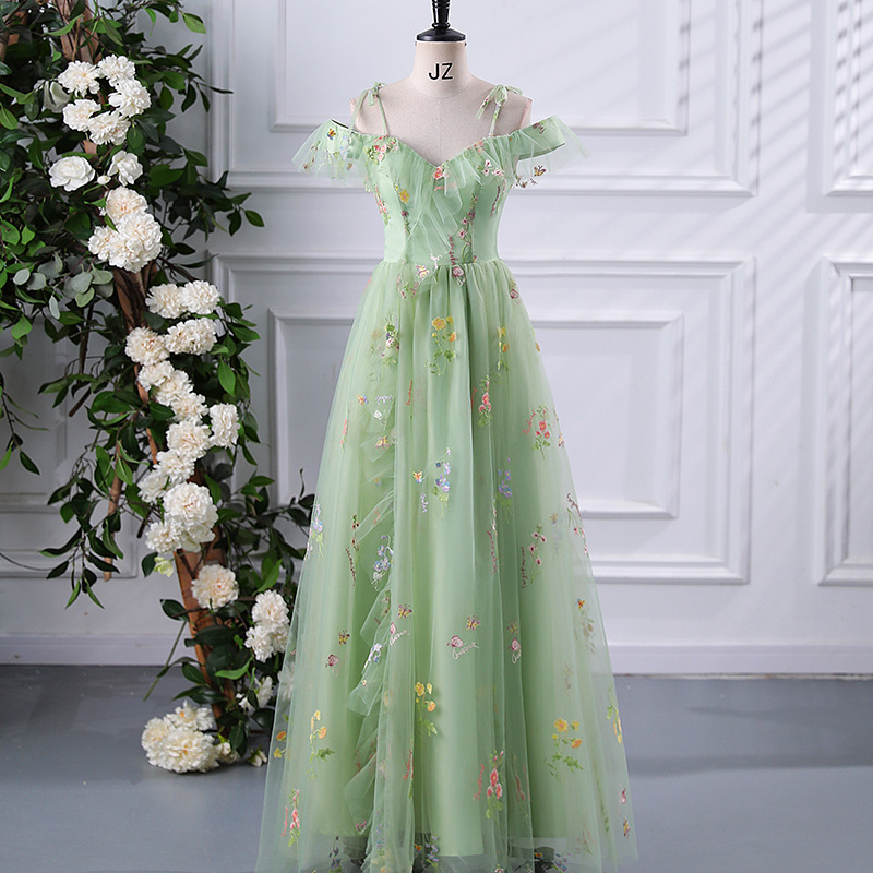 Evening Dress with Straps 2026 New Long Dress Elegant Tulle Bridesmaid Dress Birthday Coming-Of-Age Ceremony Performance Dress
