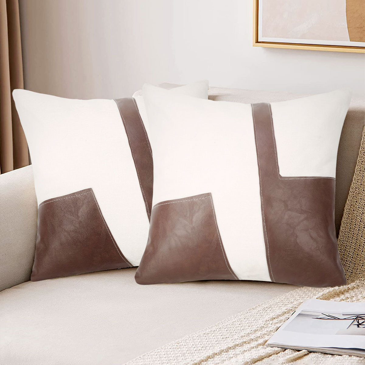 亚马逊热卖家居床上靠垫套汽车PU皮抱枕套沙发坐垫套简约抱枕套