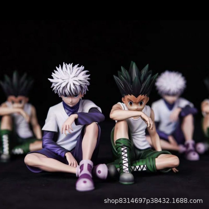 Full-Time Hunter Color Box Set Anime Peripheral Statue Sitting Posture Killua Gon Gk Figure Two-Dimensional Desktop Ornament Trendy