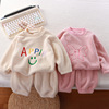 Demi-season warm children's pijama suitable for men and women, keep warm set, Korean style, children's clothing