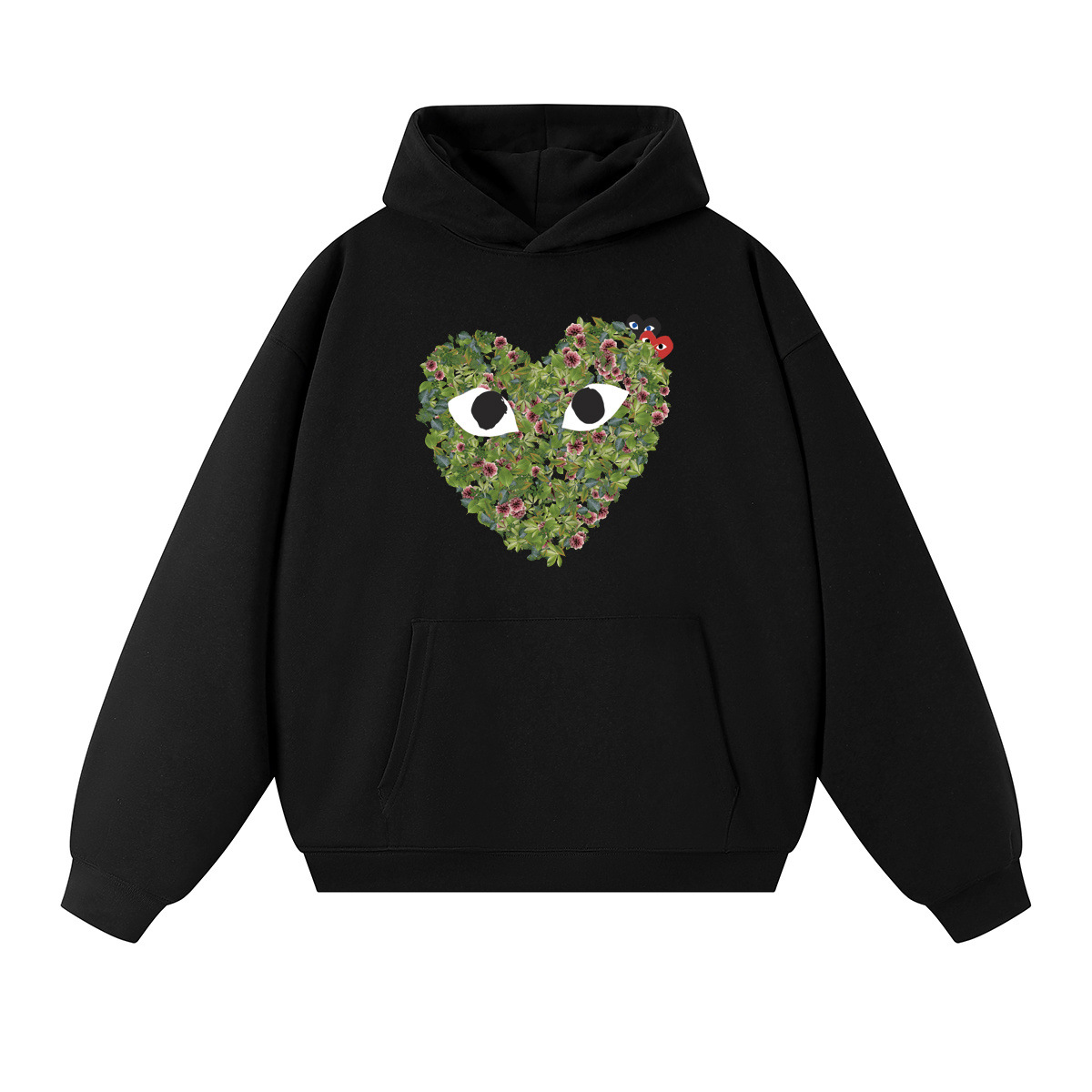 Comme des Garçons Play Floral Heart Logo Hoodie Black