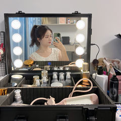 专业跟妆师化妆箱高级LED镜子带灯新款手提便携大容量8灯化妆箱