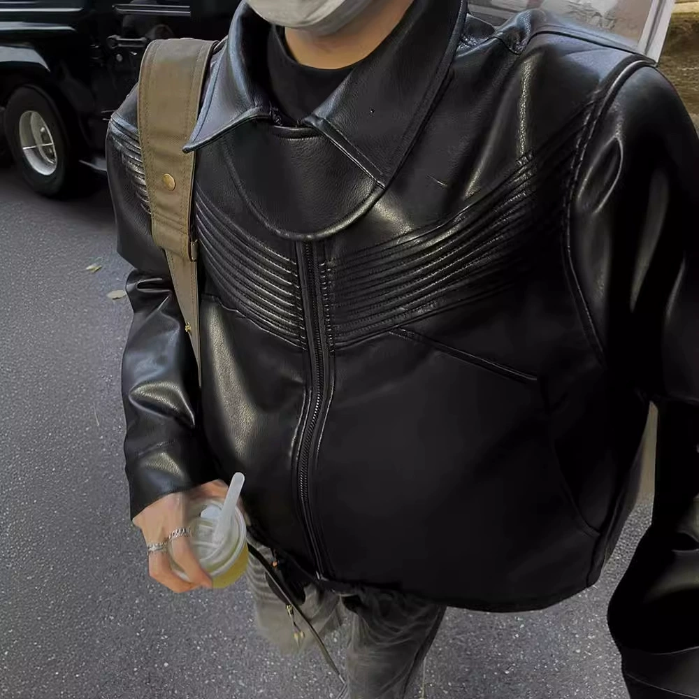 Мужская Осенняя американская ретро-куртка из искусственной кожи 2024 года, Высококачественная мотоциклетная куртка, мужской модный подходящий ко всему Топ, на весну