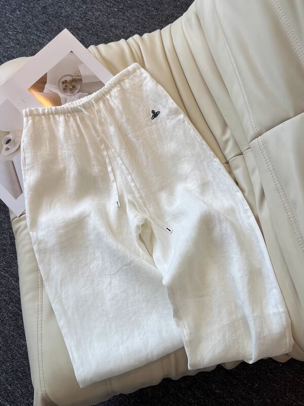 Nanyou High Version Early Spring New Clothing Linen Wide Leg Pants Design Sense Niche Western Style White Long Pants