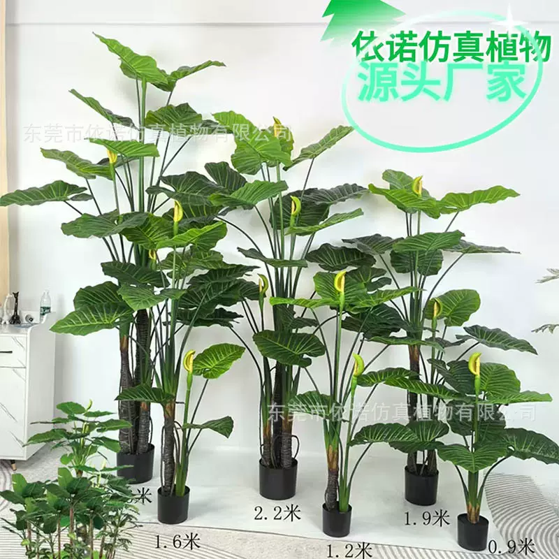 仿真滴水观音 人造喜林芋仙芋室内装饰造景 仿真绿植盆栽批发