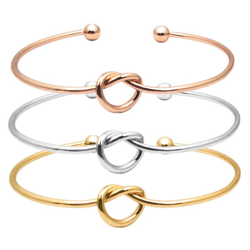 Geometric Heart Knot Bracelet, Peach Heart C-Shaped Open Bracelet, Knot Bangle, Trendy Hand Jewelry, Wholesale Geometric Heart Knot Bracelet, Peach Heart C-Shaped Open Bracelet, Knot Bangle, Trendy Hand Jewelry, Wholesale
