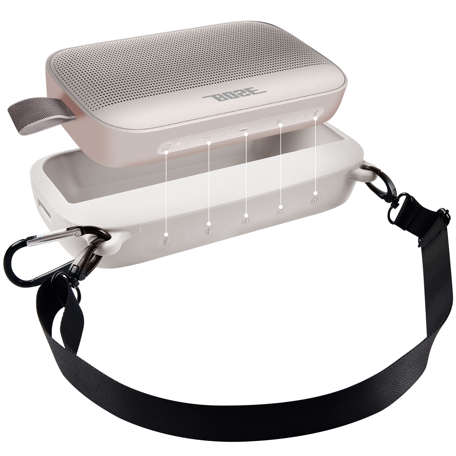 Baja protectora de altavoces Bose Silicone Case Anti-Fall para SoundLink Flex con correa de hombro
