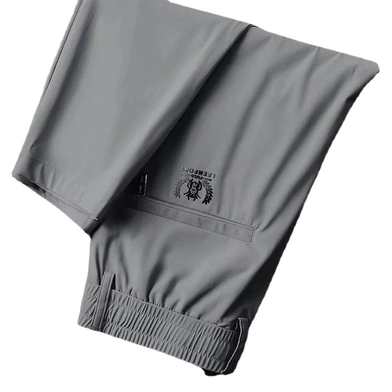 Venta al por mayor delgada elástica de seda de hielo pantalones casuales de verano de los hombres pantalones delgados rectos sueltos de secado rápido Pantalones deportivos moda