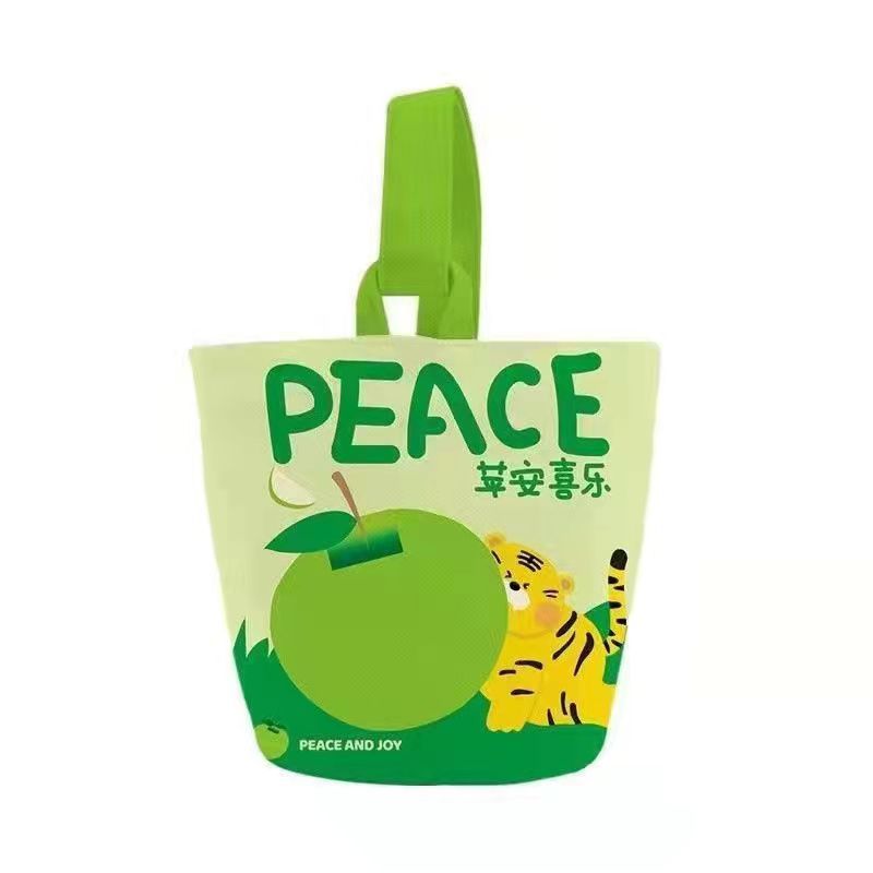 Nuevo tipo de bolso de lona gran impresión naranja italiana bolso de mano pequeño bolso de mano taza de bento para salir bolso pequeño lindo