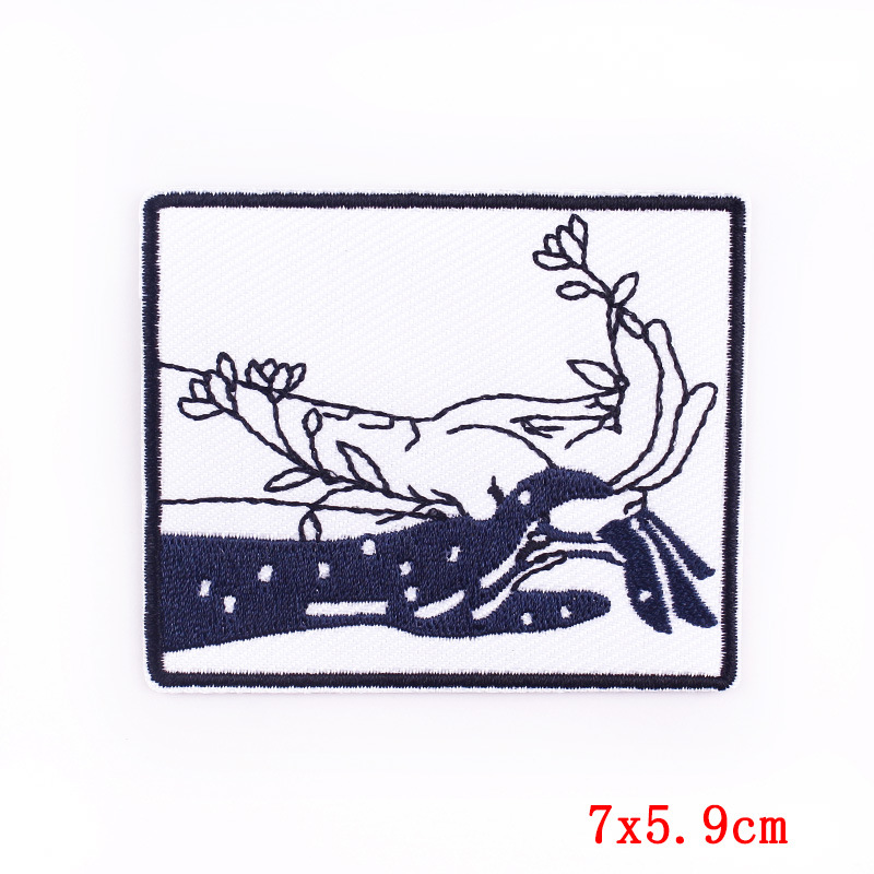 8g Weight Clothing Sticker Patches Classification 1 Piece Quantity Black Material Sea Wave, Landscape Pattern Cute Style 1 Piece Cute Sea Wave Landscape Black Clothing Sticker Patches 1