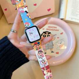 卡通小新硅胶表带适用于苹果Apple手表iwatch10/987654321SE表带