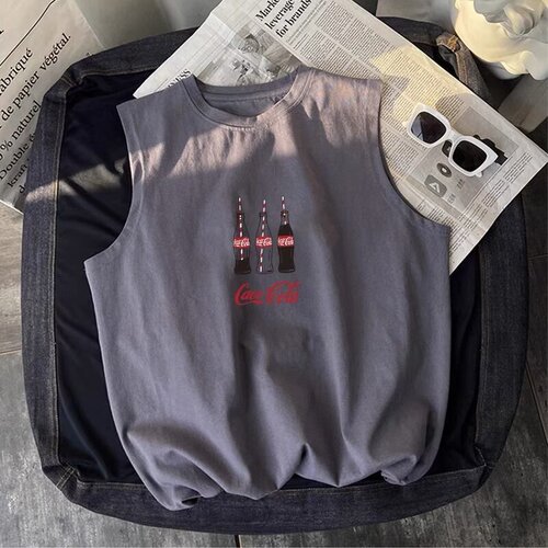 Men's Summer New Fashion Brand Loose Sport Fitness Vest Clothes Underwear Sleeveless Short-Sleeved T-Shirt 