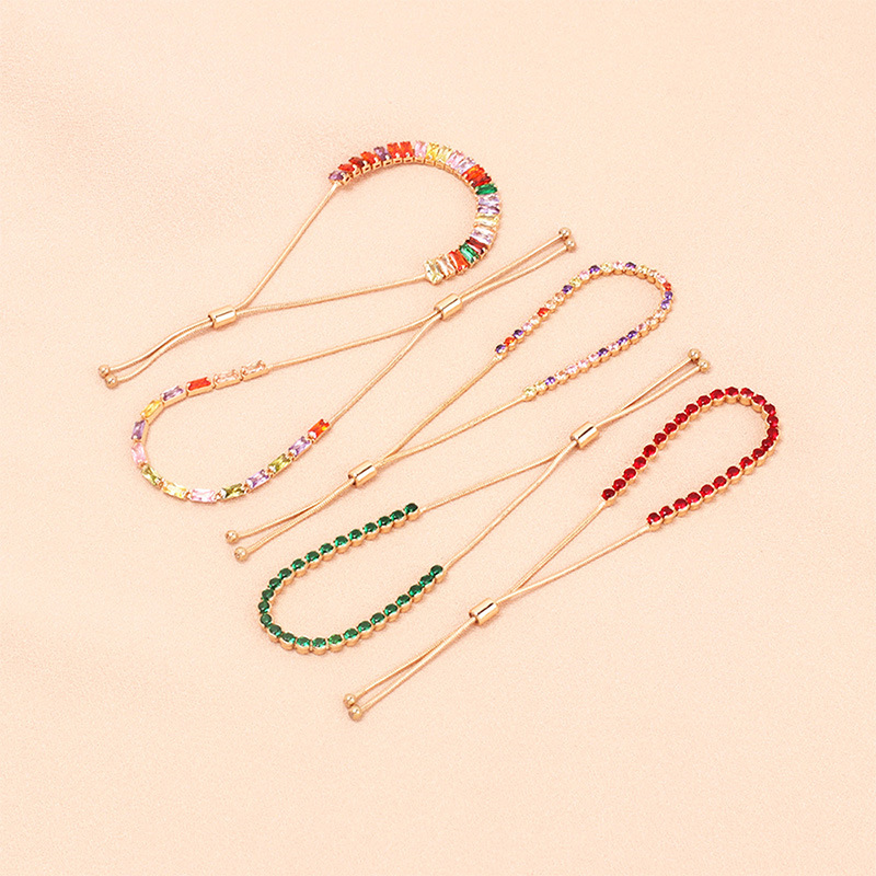 Sweet Solid Color Copper Bracelets Inlay Zircon Copper Bracelets