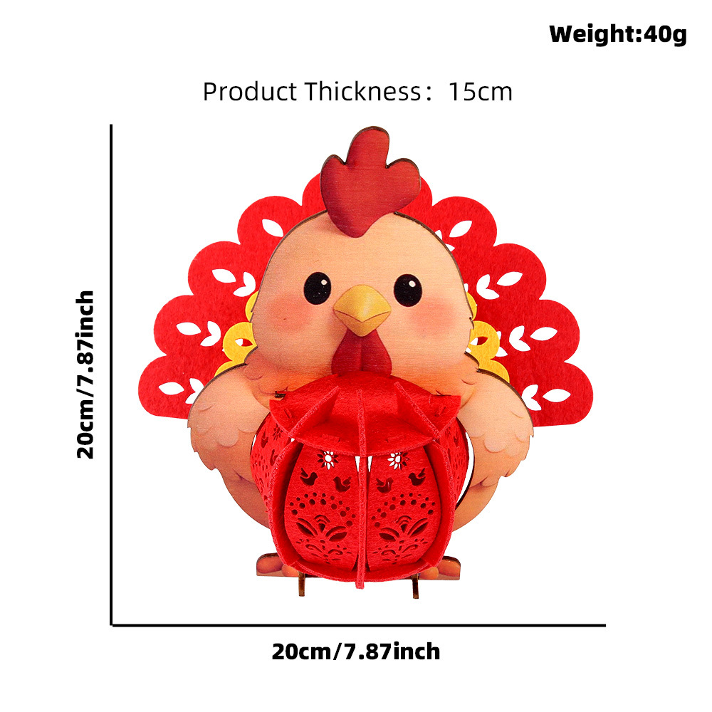 Día de Acción de Gracias Pavo Decoración de madera DIY Linterna de pollo luminosa estereoscópica Decoración del hogar Muñeca de mesa
