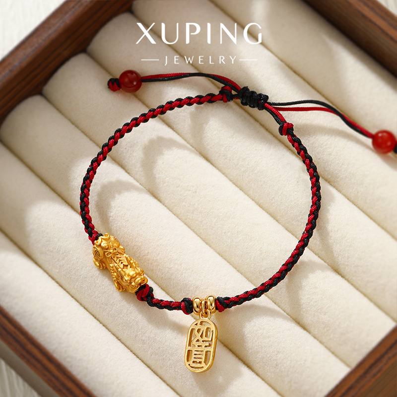 Xuping imitación de oro lujoso temperamento ligero tejido a mano pulsera de cuerda roja simple marca Fu Zhong joyas de Año Nuevo al por mayor mujeres