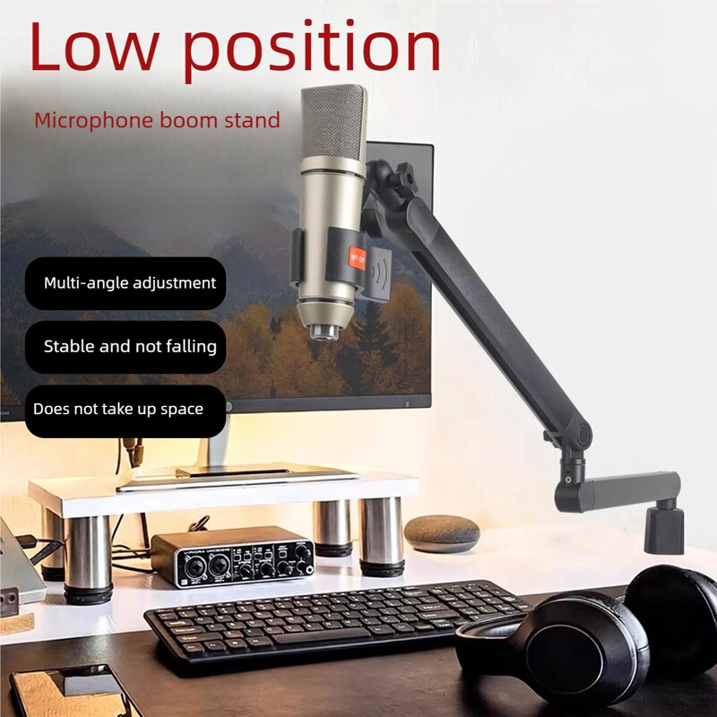 Desktop Microphone Metal Boom Stand for Live Streaming, Universal Adjustable Telescopic Hidden Cable Track Mechanical Arm Microphone Stand Desktop Microphone Metal Boom Stand for Live Streaming, Universal Adjustable Telescopic Hidden Cable Track Mechanical Arm Microphone Stand