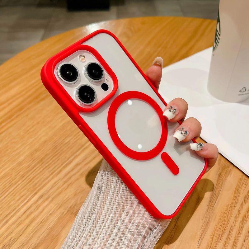 iPhone16Eマカロン肌触りチタンオリジナルカラー磁気吸着5携帯電話ケース、Apple 17PROMAXアクリルケースに最適|undefined