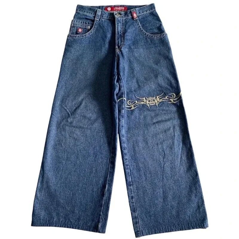 跨境电商JNCO Y2K宽松牛仔裤男士复古刺绣嘻哈街头原宿男士阔腿裤|undefined
