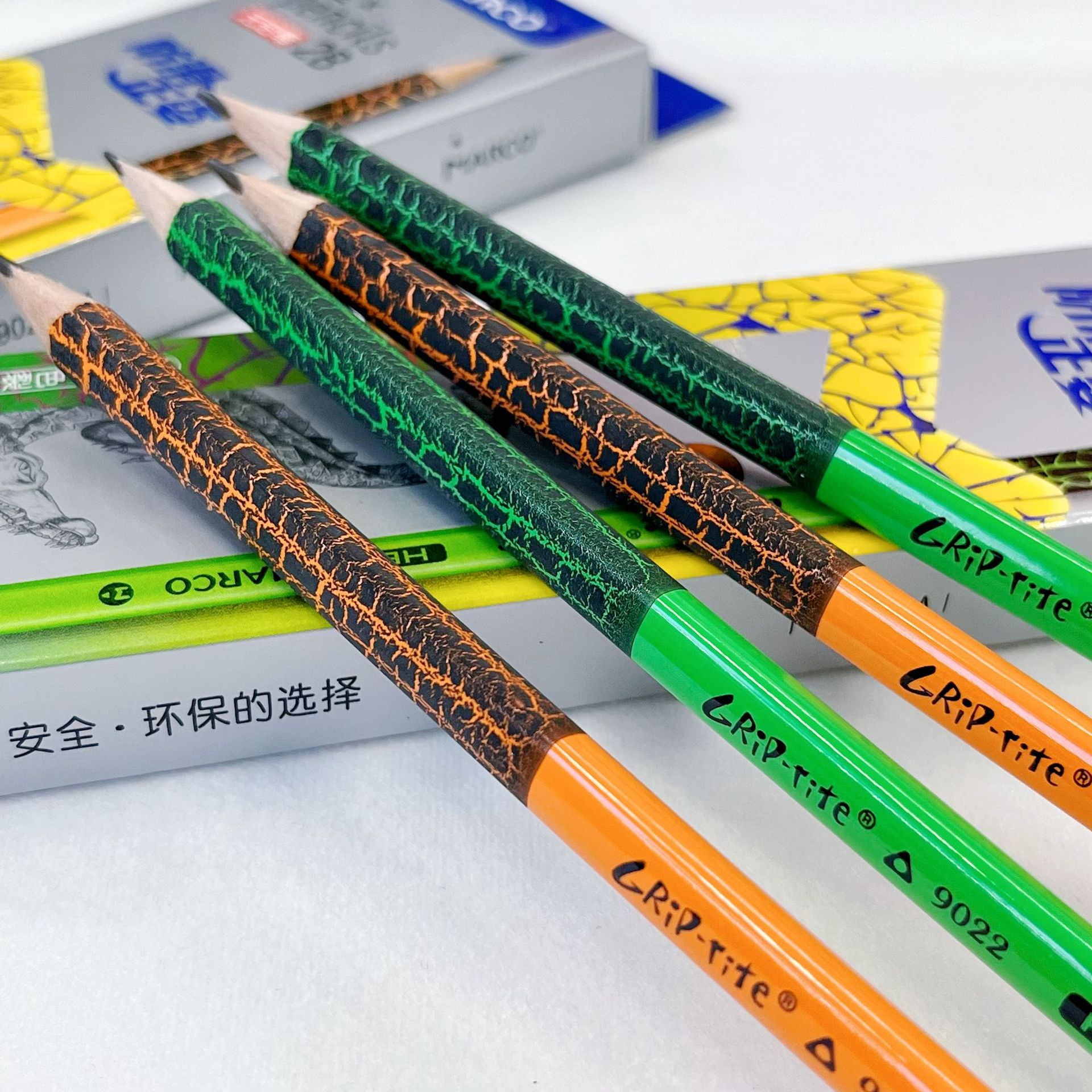 MARCO Marco explosión agrietamiento lápiz HB triángulo cabeza de cuero postura 2B lápiz de estudiante 9022E