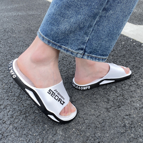 Summer slippers for men, indoor bathroom, bathing, non-slip, home couple, soft sole, poop-feeling sports slippers, women's outdoor wear