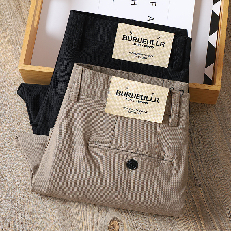 Cotton khaki thin trousers